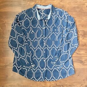St. John’s Bay Women’s 100% Cotton Navy Button Down Long Sleeve Blouse Size XL